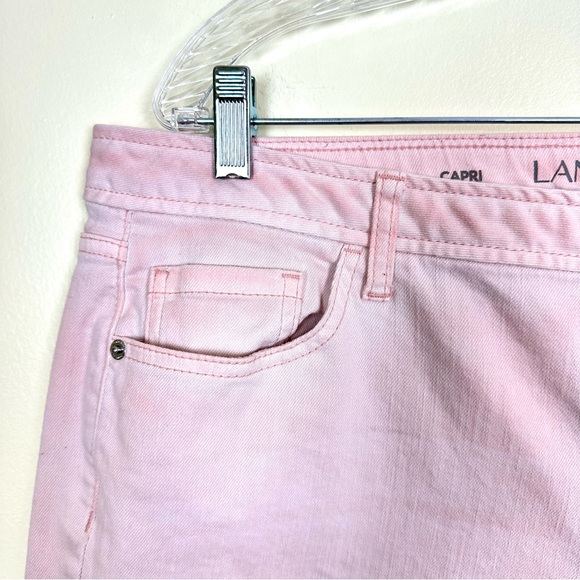 LANE BRYANT Pale Pink Denim Wide Leg Capri Pants with Released Raw Hem, Size 16 - Picture 3 of 10